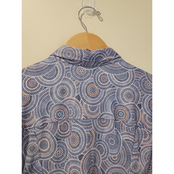 Desoto Short-Sleeved Sport Shirt in Cornflower Blue Mosaic-Tile Print Slim XL - Picture 9 of 11